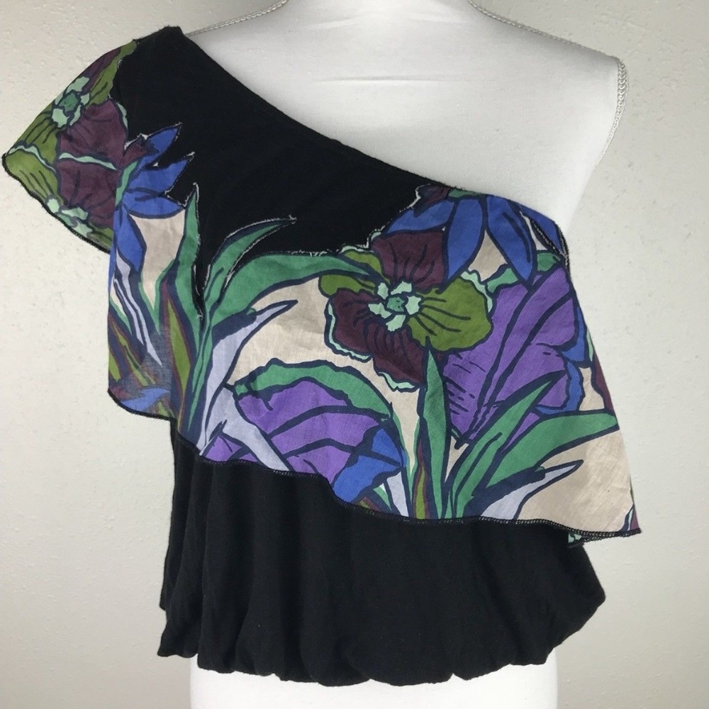 Free People Ruffle One Shoulder Floral Stretchy